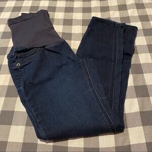 Indigo Blue Maternity Jeans Women's Size XS Petite Darker Wash Belly Band